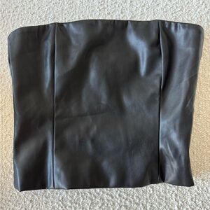Meshki Black Leather Crop Top
